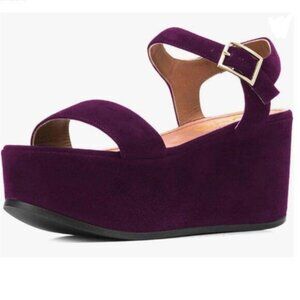 XYD Purple Platform Sandal Ankle Strap Slingback Wedge Heel Buckle Up Shoes